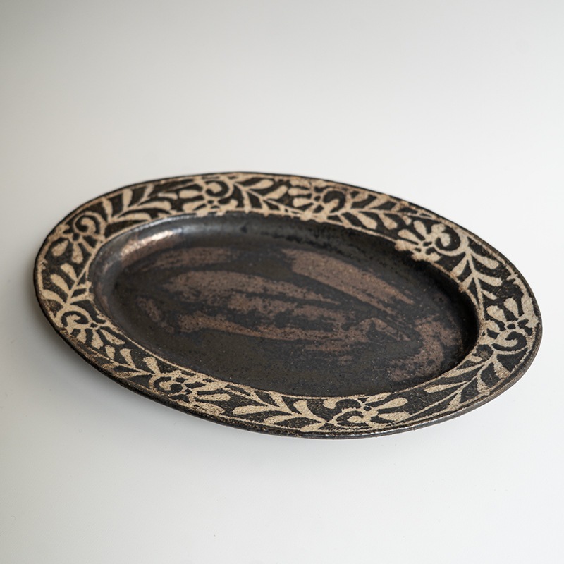 【個展】ロウ抜きオーバルディッシュ　渡辺信史