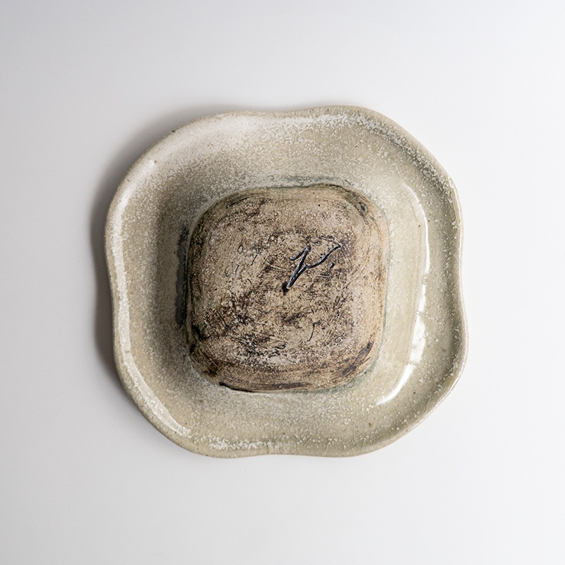 【藤原展】オド鉢L 白抹茶　藤原志鈴香