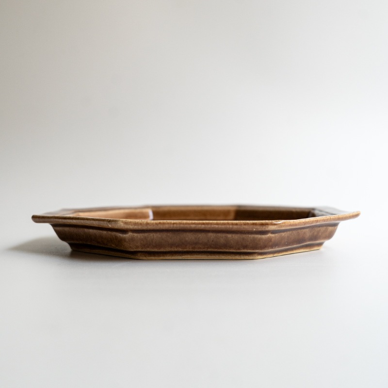 【個展予約商品】胡桃釉八角皿大　渡辺信史