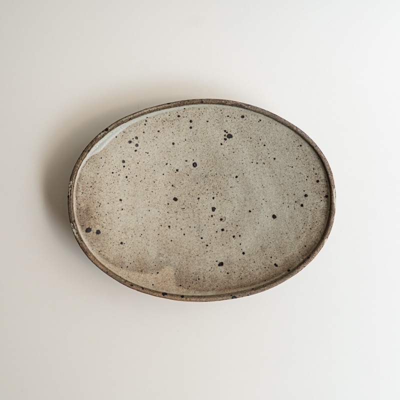 【個展】グレー楕円皿 関口憲孝