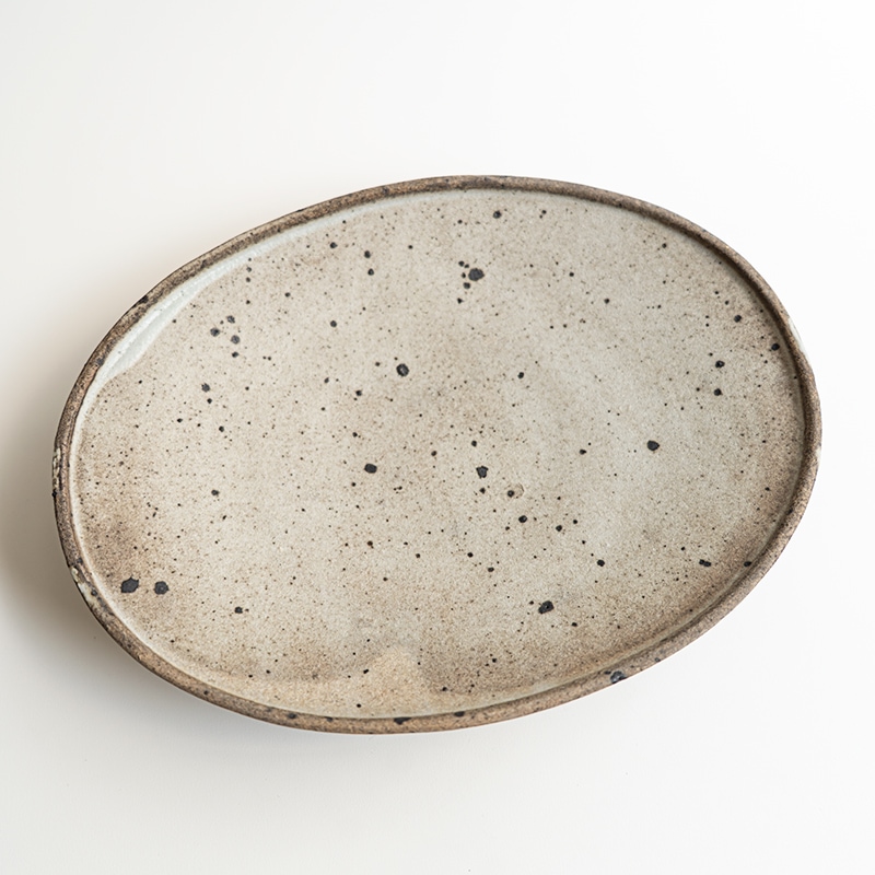 【個展】グレー楕円皿 関口憲孝