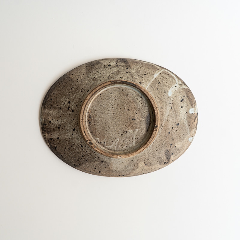 【個展】グレー楕円皿 関口憲孝