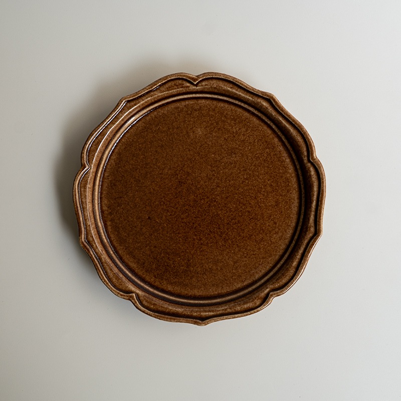 【個展予約商品】胡桃釉綾花皿　渡辺信史