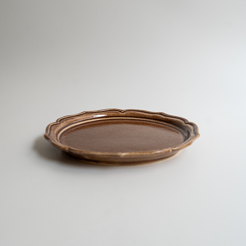 【個展予約商品】胡桃釉綾花皿　渡辺信史