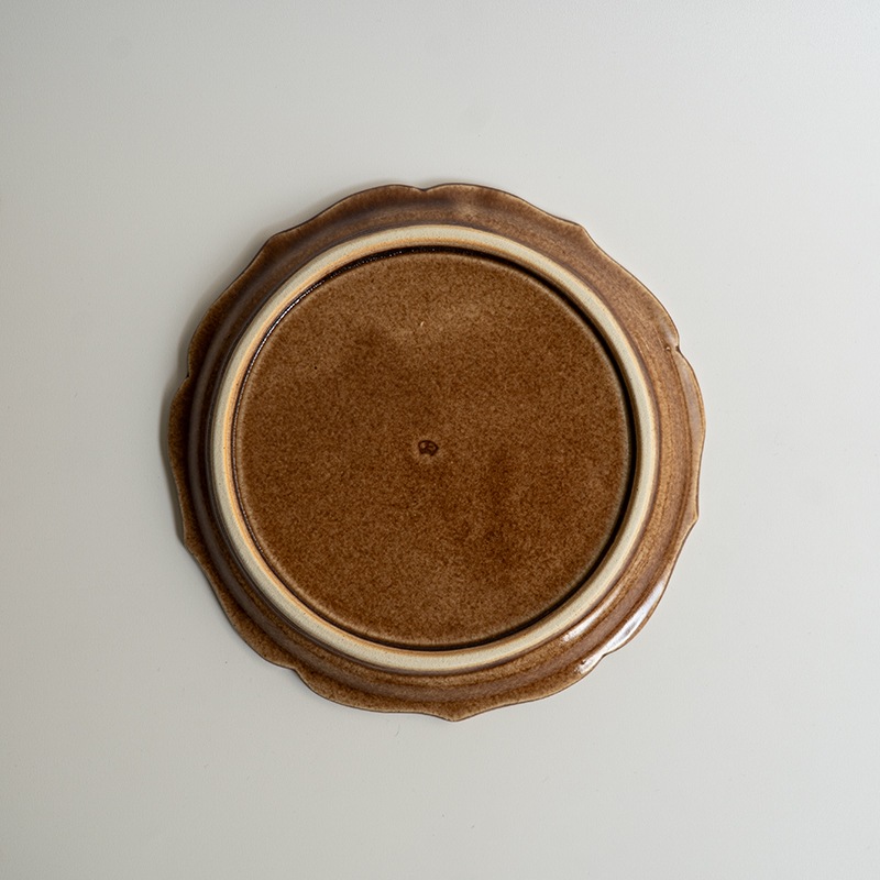 【個展予約商品】胡桃釉綾花皿　渡辺信史