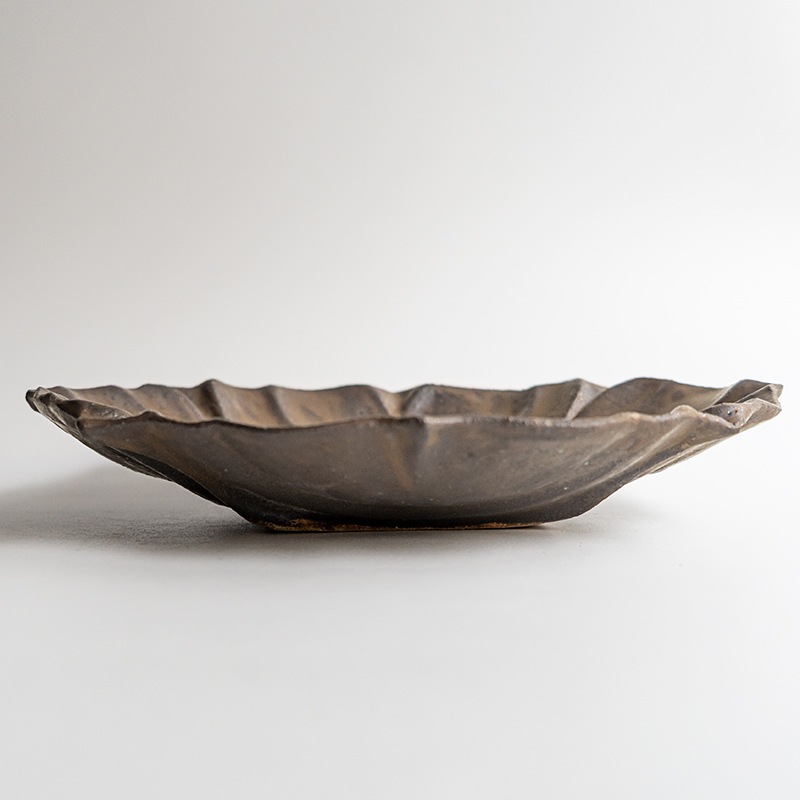 藤原純　大皿　約24センチ 藤原展：予約商品】シェルオーバルL 黒 藤原純 | すべての商品