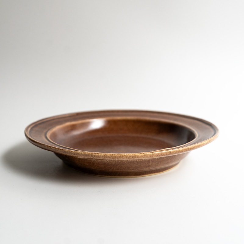 【個展予約商品】胡桃釉ラウンドディッシュ　渡辺信史