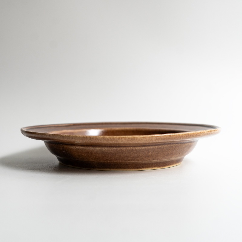 【個展予約商品】胡桃釉ラウンドディッシュ　渡辺信史