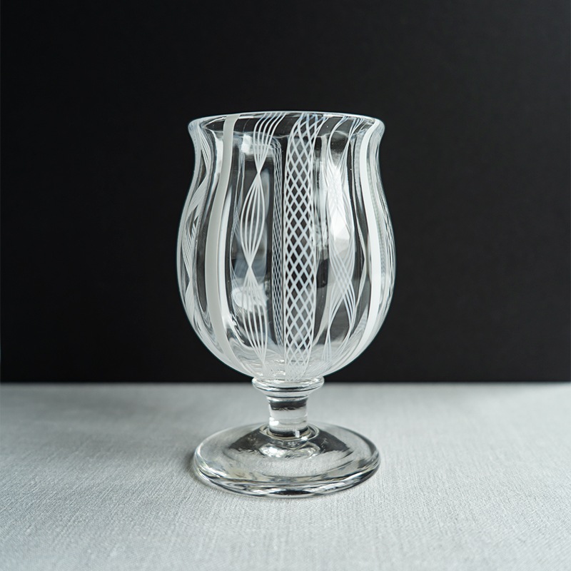 ★藤原奈津江作★高度な技術★レースガラスフュージング長皿（２） ガラス展予約商品】レース短足ちゃんグラス アキノヨーコ | 作家