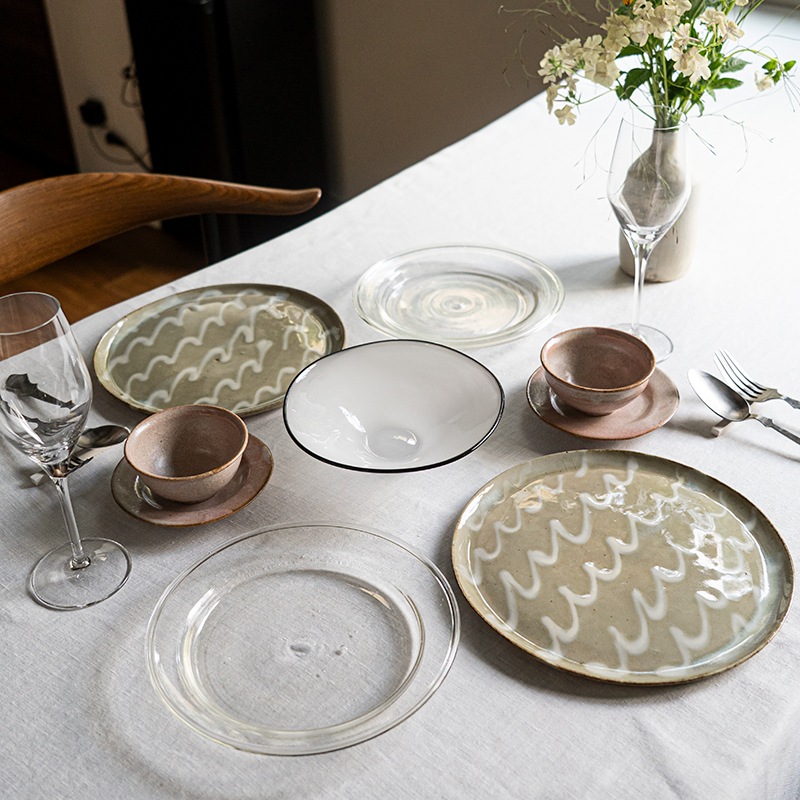 【ガラス展】olive stained plate S　fresco