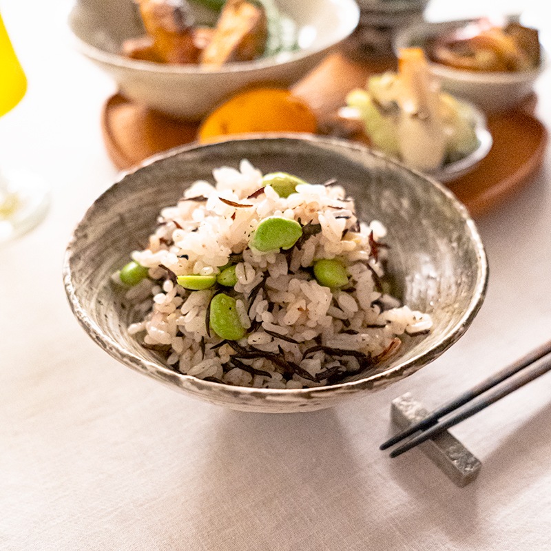 刷毛目飯椀（ホワイト）　額賀円也