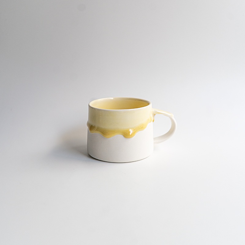 ウエダキヨアキ マグカップ 陶器 黄　作家もの　新品未使用 個展】ドリッピーマグ イエロー 宮木英至 | 作家から選ぶ,宮木英至