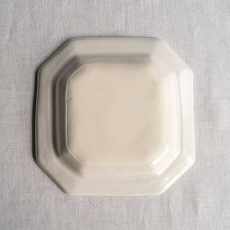 白釉7寸8角リム浅鉢 亀田文