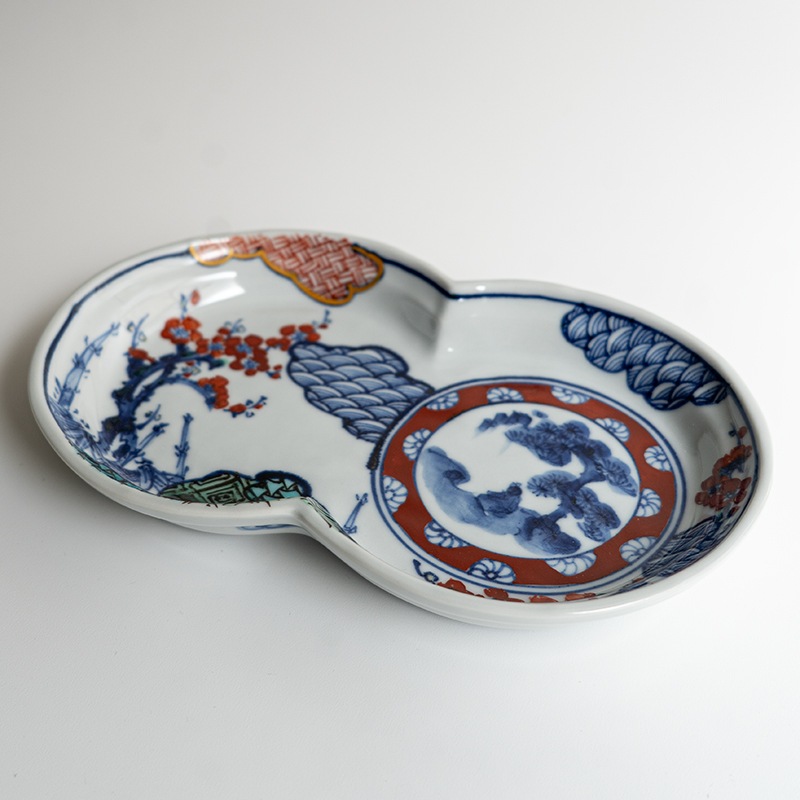 【個展】双輪皿色絵松竹梅　萠窯