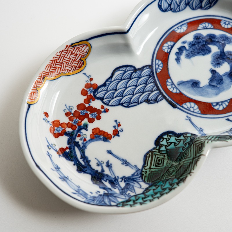 【個展】双輪皿色絵松竹梅　萠窯