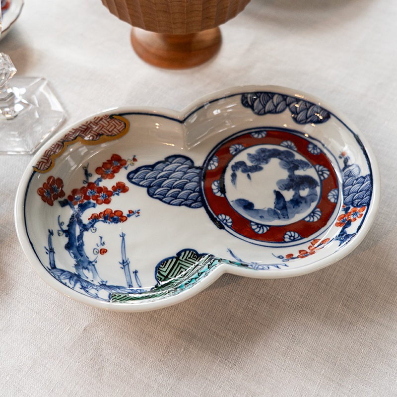 【個展】双輪皿色絵松竹梅　萠窯