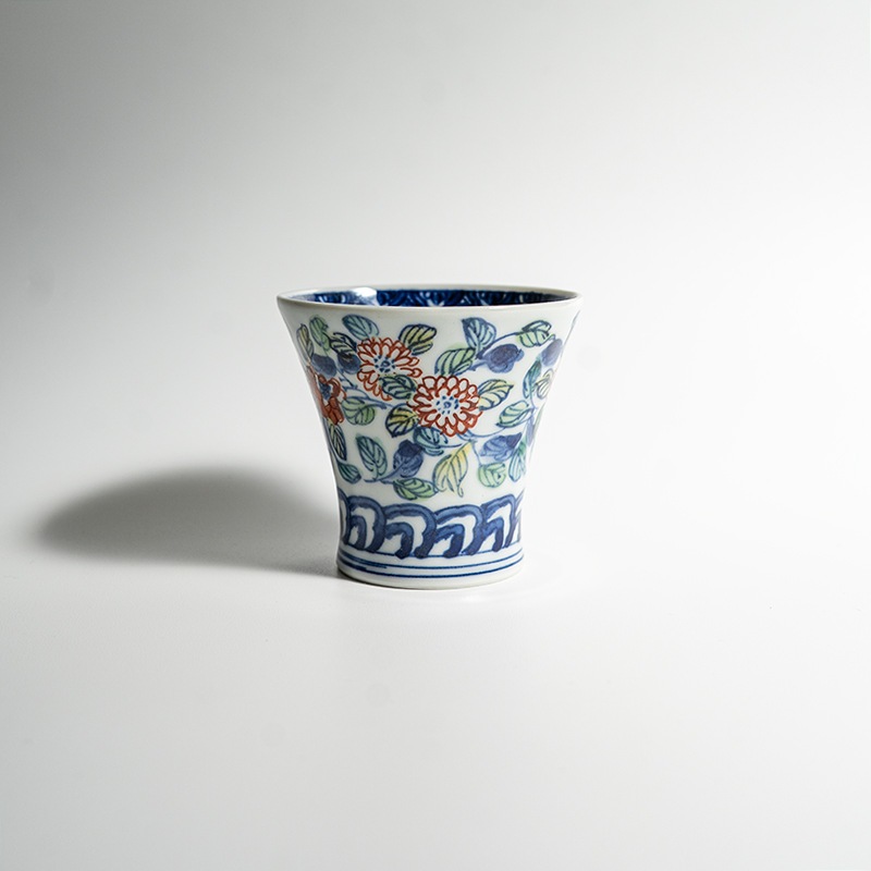 【個展】端反り湯のみ色絵回花文 萠窯