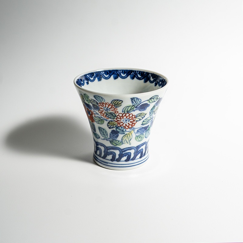 【個展】端反り湯のみ色絵回花文 萠窯