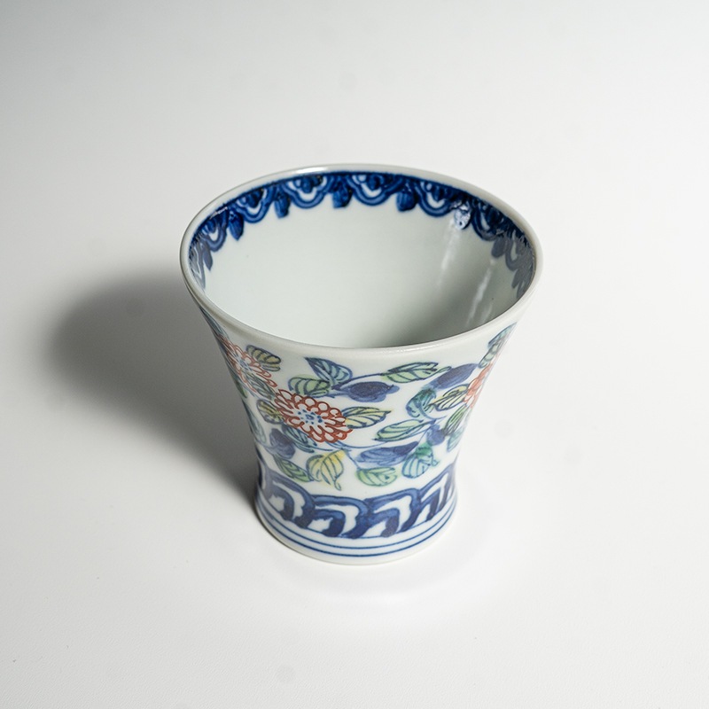 【個展】端反り湯のみ色絵回花文 萠窯