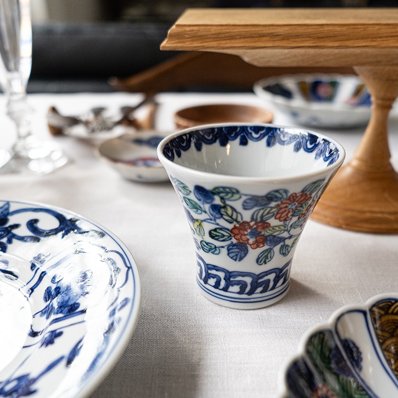 【個展】端反り湯のみ色絵回花文 萠窯