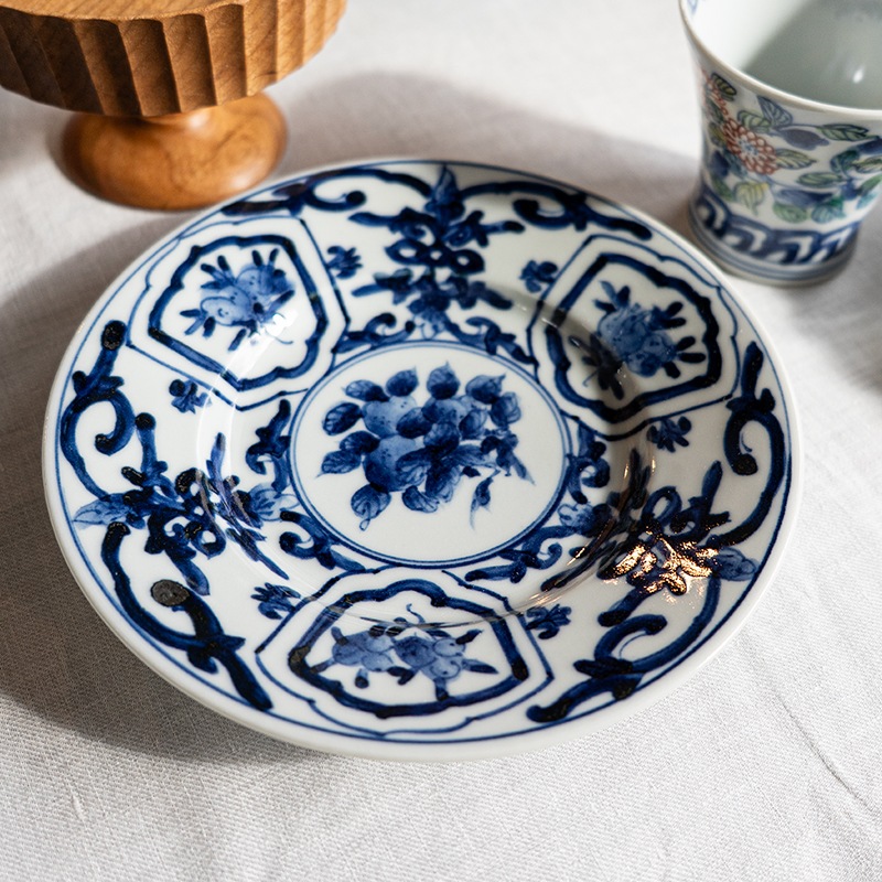 【個展】六寸皿リム唐草　萠窯