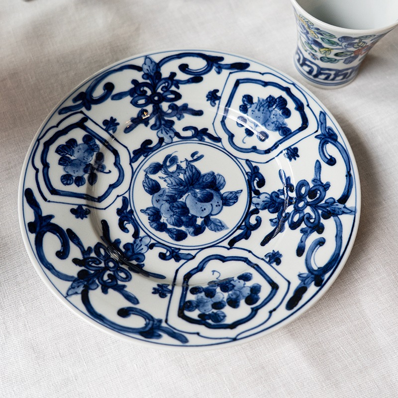 【個展】七寸皿リム唐草　萠窯