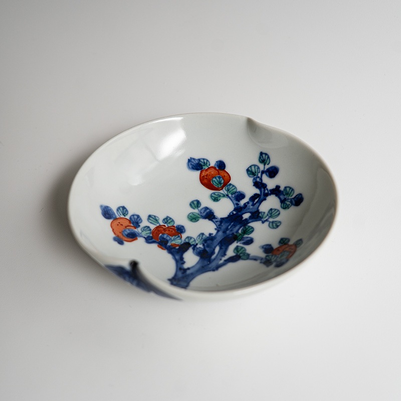 【個展】桃型皿色絵中（A）　萠窯