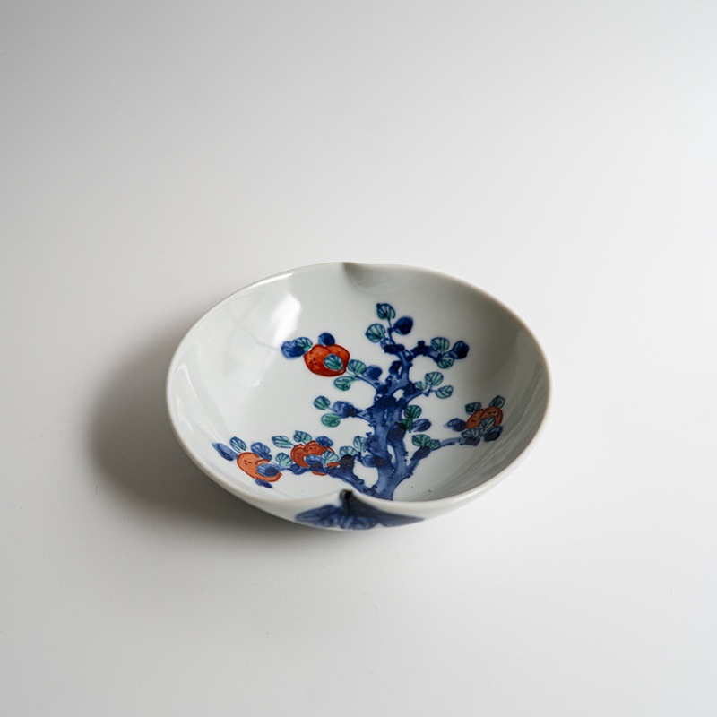 【個展】桃型皿色絵中（A）　萠窯