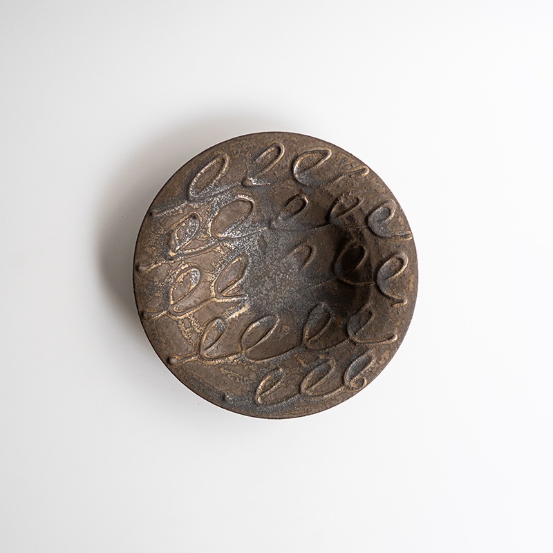 【藤原展】イッチン帽子鉢6寸 黒(A)　藤原純