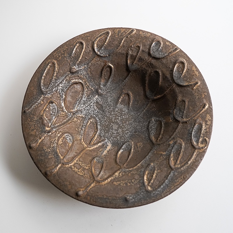 【藤原展】イッチン帽子鉢6寸 黒(A)　藤原純