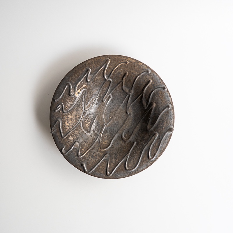 【藤原展】イッチン帽子鉢6寸 黒(B) 藤原純