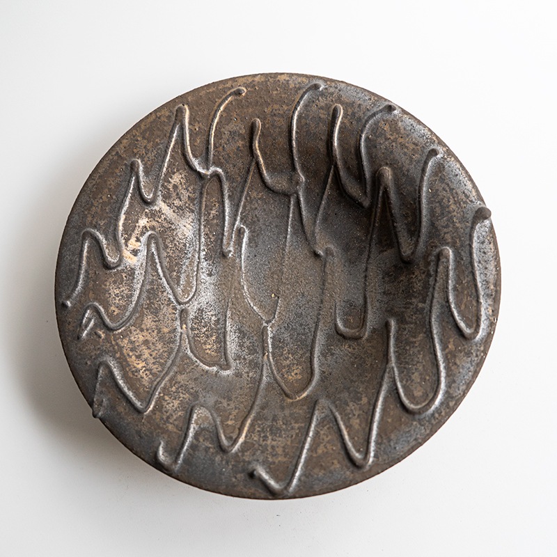 【藤原展】イッチン帽子鉢6寸 黒(B) 藤原純