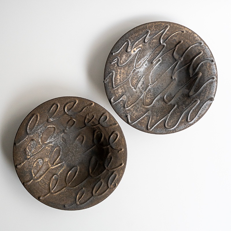 【藤原展】イッチン帽子鉢6寸 黒(B) 藤原純