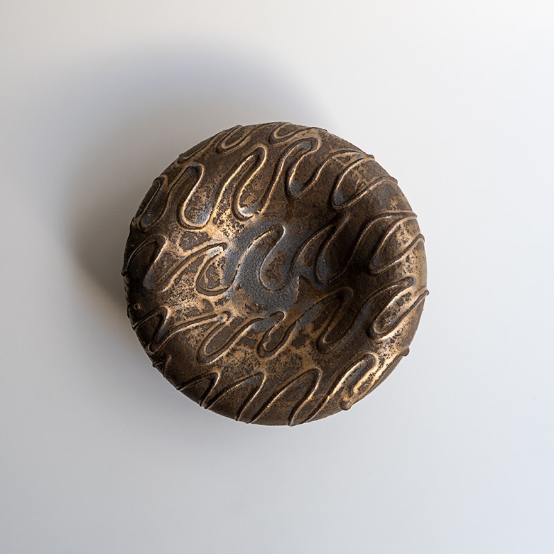 【藤原展】イッチンくぼみ台皿M 黒(B) 藤原純