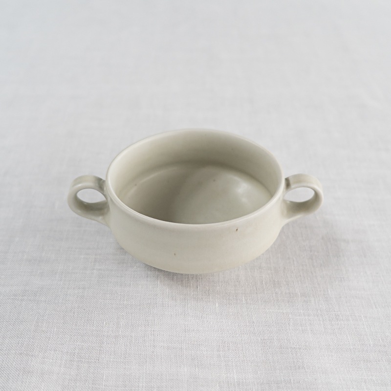 緑白釉両手スープカップ　土井善男