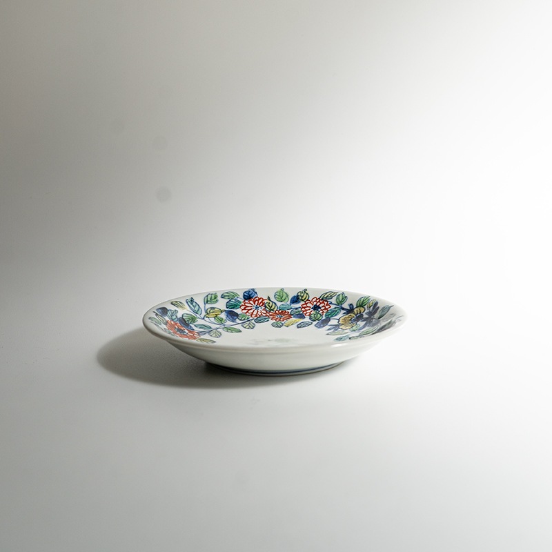 【個展】珈琲碗色絵回花文（カップアンドソーサー）　萠窯