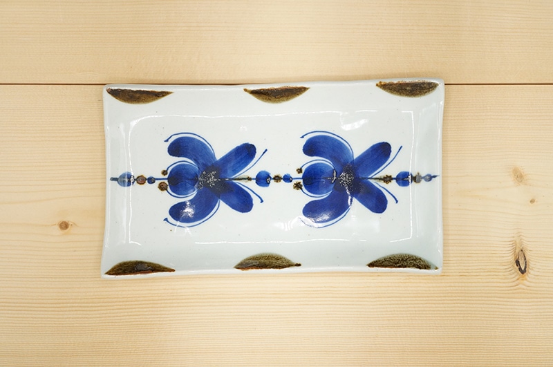 長皿（藍花つなぎ）