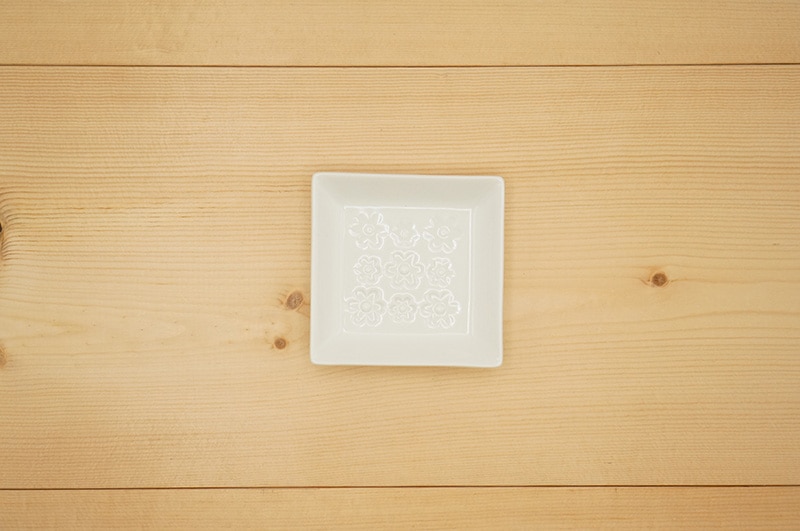 正角小皿（スタンプ/ホワイト）