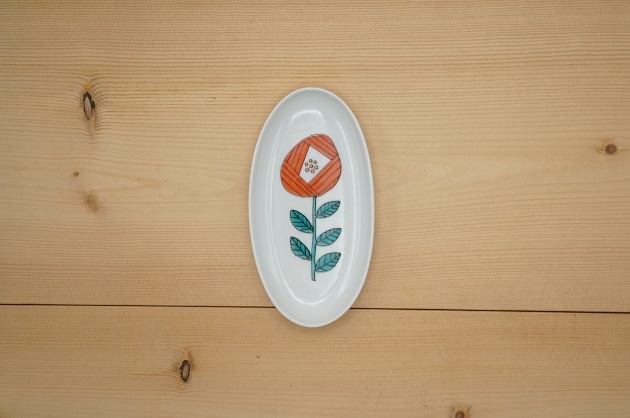 豆皿　(ハレクタニ/一輪楕円皿/レッド)