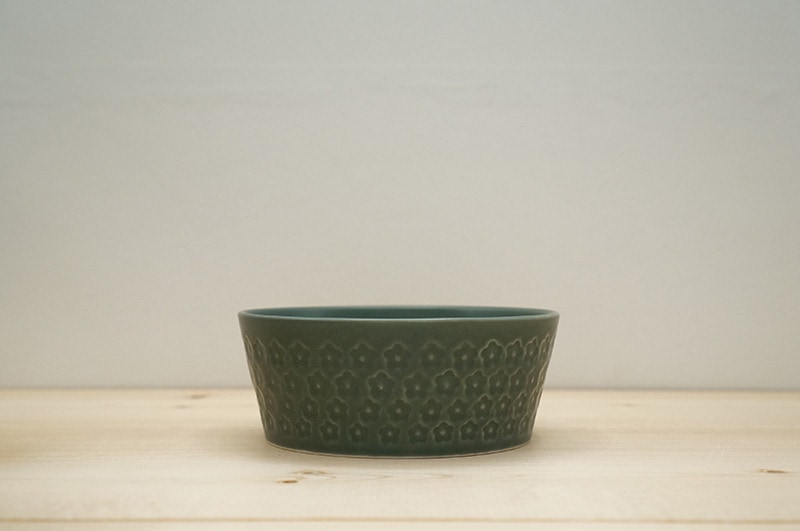 ボウル　(プレス・ド・フラワー/マットグリーン)