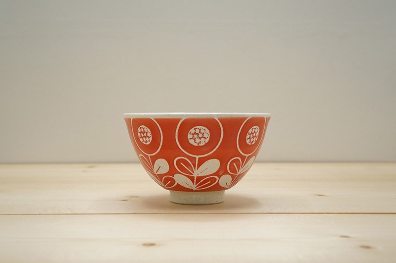 お茶碗 (波佐見焼/花の森/赤) | 茶碗 | うつわ market place 大黒屋海苔店