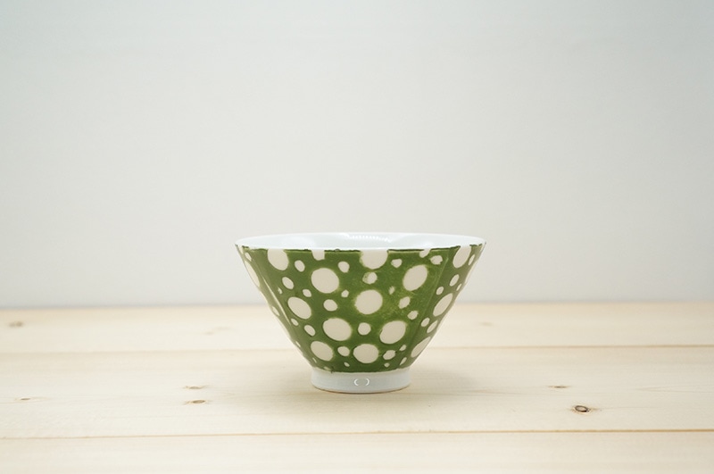 【アウトレット】茶碗　(波佐見焼/カラー斑点/グリーン)