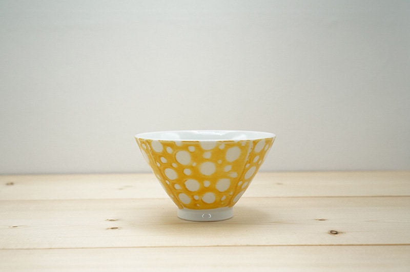 【アウトレット】茶碗　(波佐見焼/カラー斑点/イエロー)