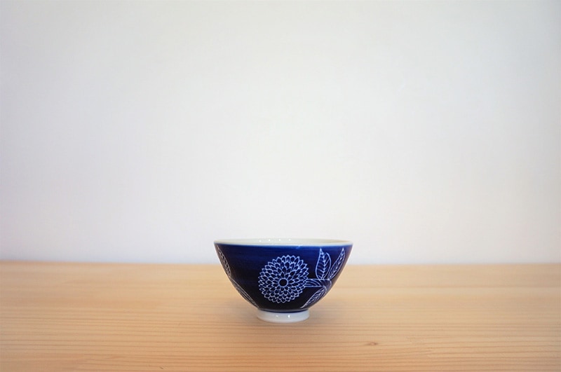 お茶碗　(波佐見焼/ダリアミニ/ブルー)