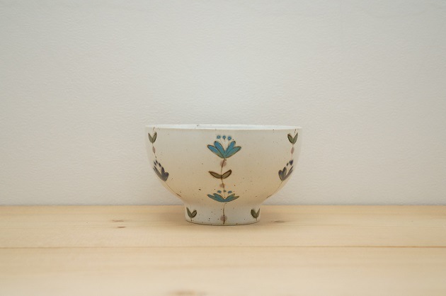 お茶碗（花花/ブルー）