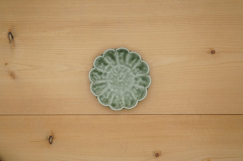 豆皿（菊形/緑）