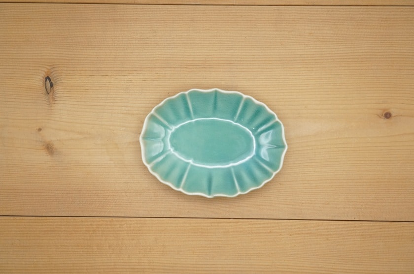 楕円小皿（ロータス/グリーン）