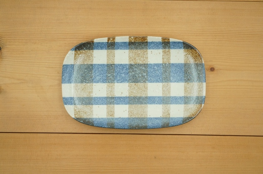 丸角長皿（チェック）