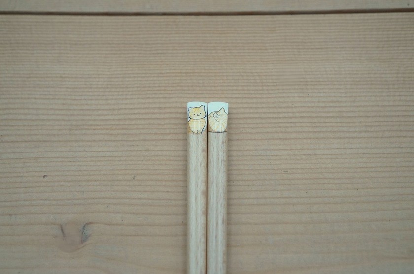 お箸（22.5㎝//ニャンモナイト/茶トラ)