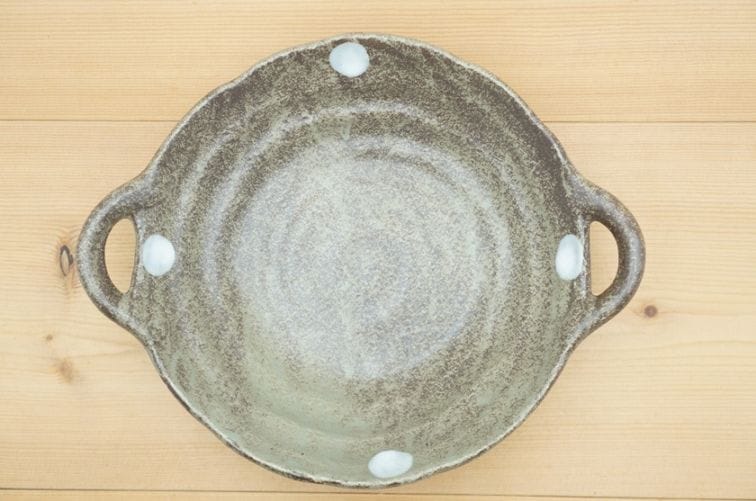 取手付きパスタ・カレー皿（水玉/越前）取っ手付き皿